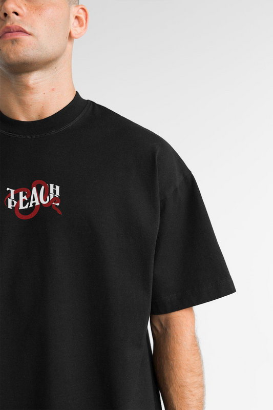 "Teach Peace Snake"(Unisex) Oversized T
